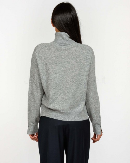 Not Shy Maglione Collo Alto Grigio in Cashmere Modello Pola  POLA AH25 GRIS CHINE