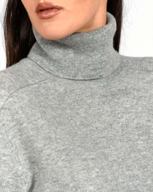 Not Shy Maglione Collo Alto Grigio in Cashmere Modello Pola  POLA AH25 GRIS CHINE