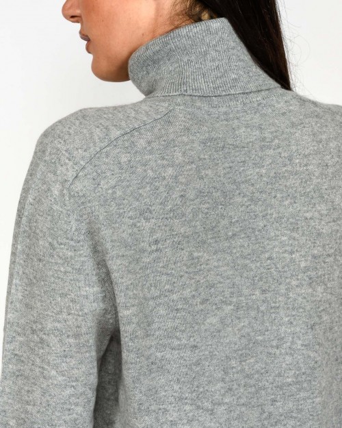 Not Shy Maglione Collo Alto Grigio in Cashmere Modello Pola  POLA AH25 GRIS CHINE