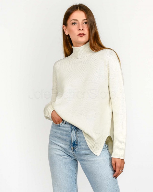 Solo Tre Maglione In Lana Collo Alto Panna  M3F0100 FU 03S PANNA