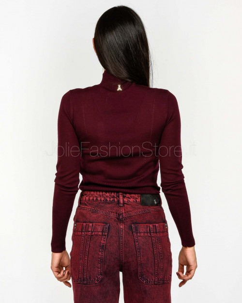 Patrizia Pepe Maglia Collo Alto In Lana Purple Red  8K0333 KM36 M536