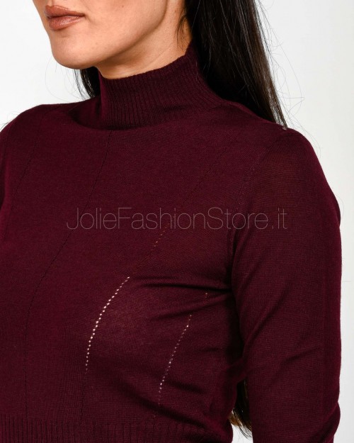 Patrizia Pepe Maglia Collo Alto In Lana Purple Red  8K0333 KM36 M536