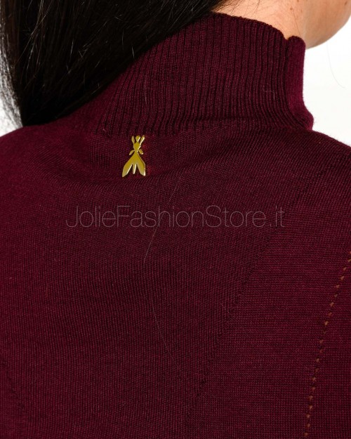 Patrizia Pepe Maglia Collo Alto In Lana Purple Red  8K0333 KM36 M536