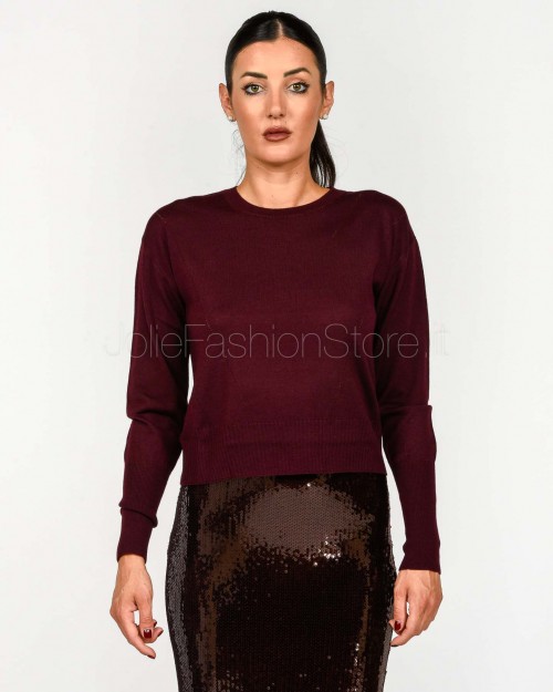 Patrizia Pepe Maglia Girocollo In Lana Purple Red  8K0334 KM36 M536
