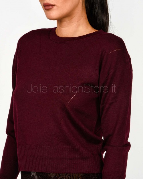 Patrizia Pepe Maglia Girocollo In Lana Purple Red  8K0334 KM36 M536