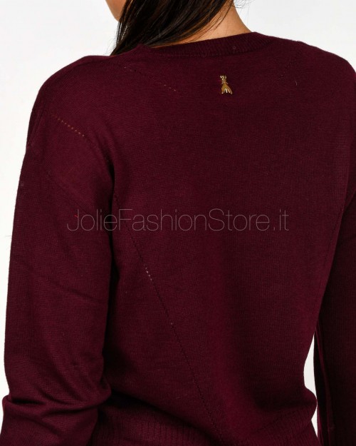 Patrizia Pepe Maglia Girocollo In Lana Purple Red  8K0334 KM36 M536