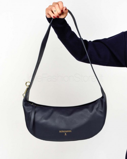 Patrizia Pepe Borsa New Moon Media in Pelle con Tracolla Evening Blue  8B0274 L164 CA67