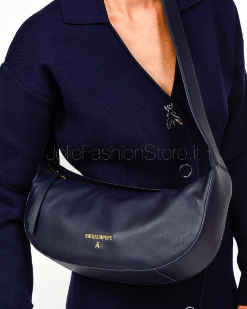 Patrizia Pepe Borsa New Moon Media in Pelle con Tracolla Evening Blue  8B0274 L164 CA67
