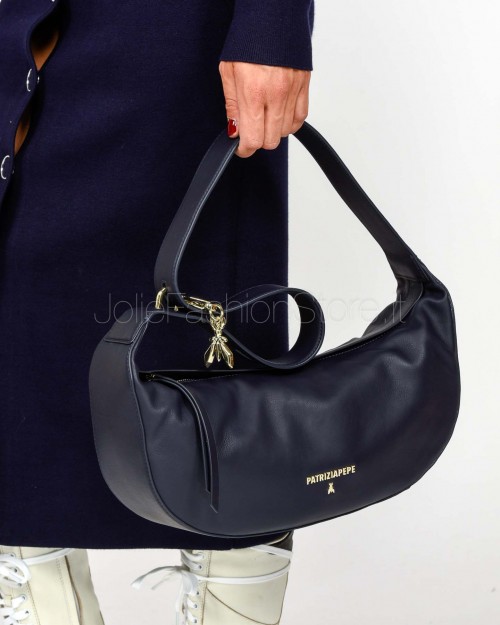 Patrizia Pepe Borsa New Moon Media in Pelle con Tracolla Evening Blue  8B0274 L164 CA67