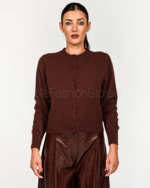 Solo Tre Cardigan Misto Lana Girocollo Fondente  M3F0082 FU 69S FONDENTE