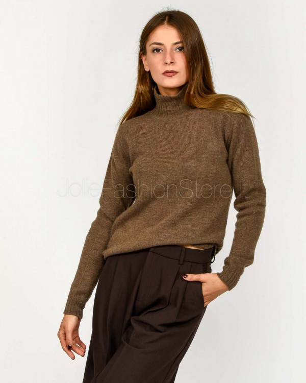 Solo Tre Maglione Lana/Cashmere Collo Alto Nocciola  M3F0020 FU 15S NOCCIOLA