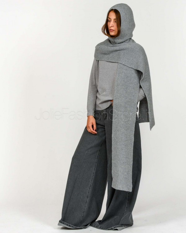 Solo Tre Balaclava Con Sciarpa In Lana Grigio  M3F0133 FU 93S ALLUMINIO