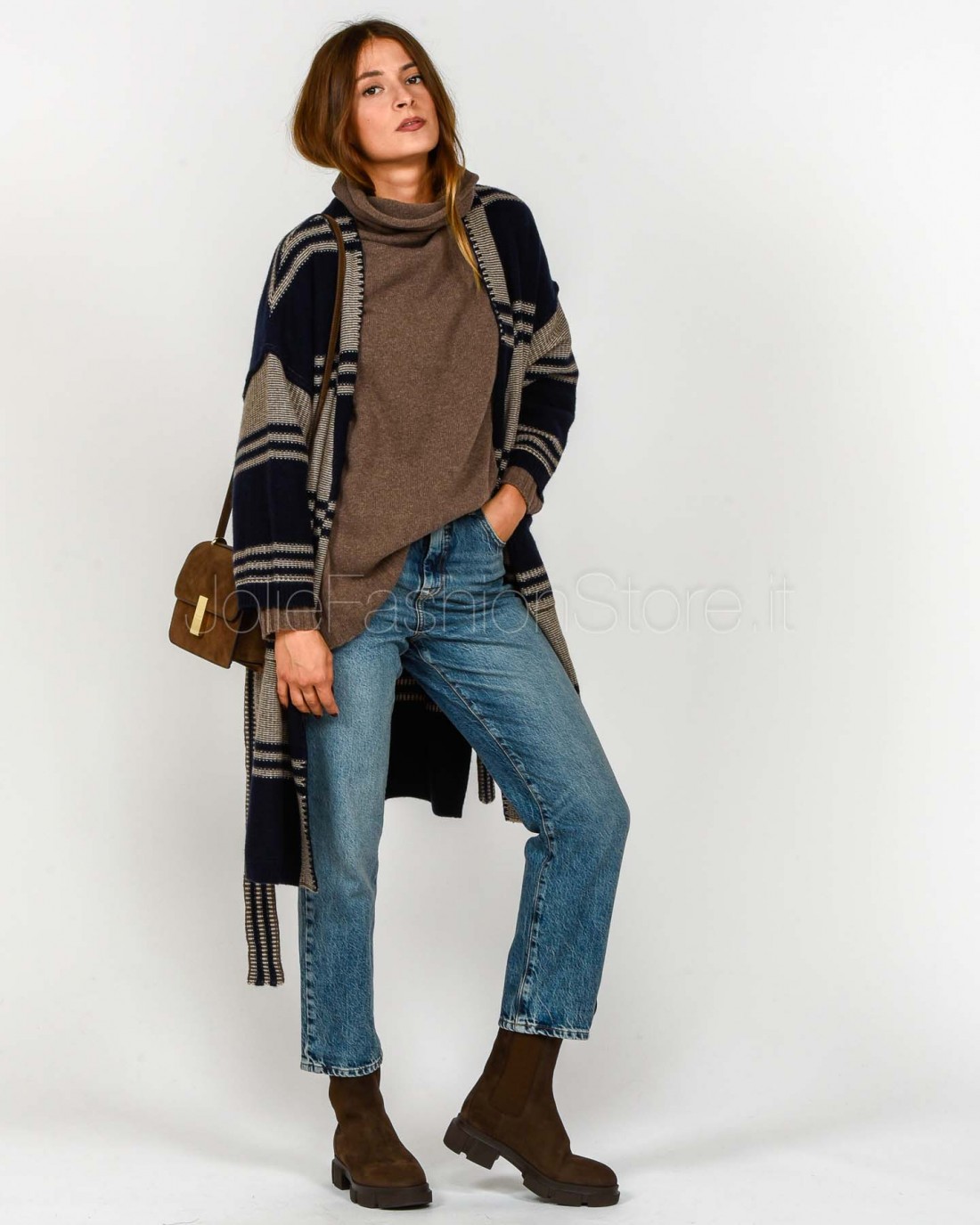 Not Shy Cardigan Lungo Marine/Terre...