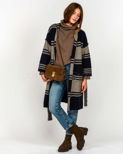 Not Shy Cardigan Lungo Lana/Cashmere Marine/Terre Fumee  YSEE MARINE TERRE FUMEE