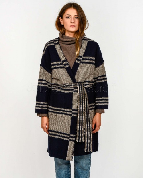 Not Shy Cardigan Lungo Lana/Cashmere Marine/Terre Fumee  YSEE MARINE TERRE FUMEE