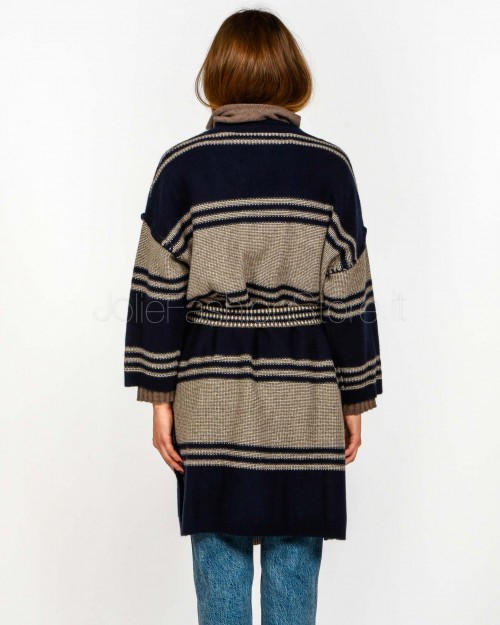 Not Shy Cardigan Lungo Lana/Cashmere Marine/Terre Fumee  YSEE MARINE TERRE FUMEE