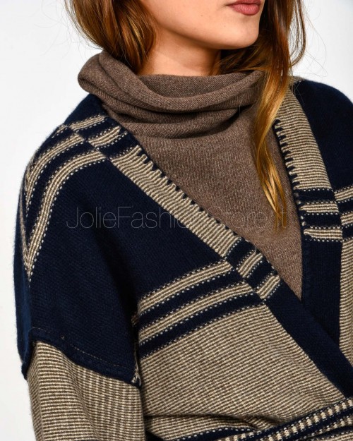 Not Shy Cardigan Lungo Lana/Cashmere Marine/Terre Fumee  YSEE MARINE TERRE FUMEE