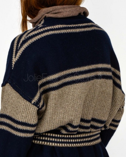 Not Shy Cardigan Lungo Lana/Cashmere Marine/Terre Fumee  YSEE MARINE TERRE FUMEE