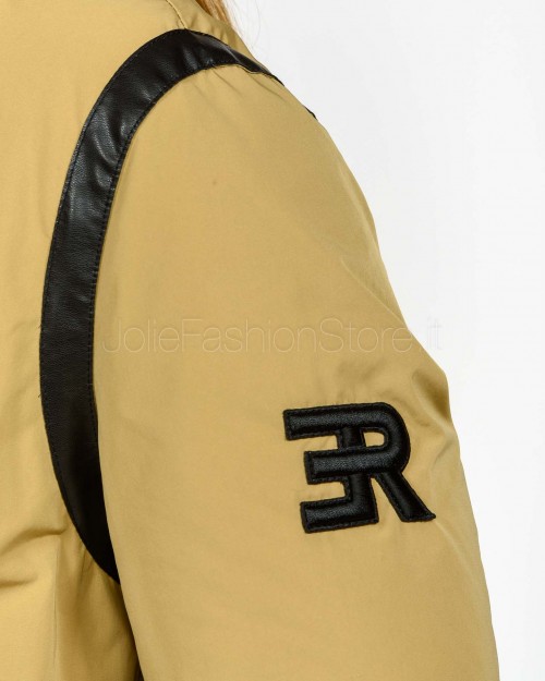 Ermanno Parka di Piuma Con Inserti in Montone e Pelle Ecologica Nocciola  D47EA001EM0-EM0 MF545