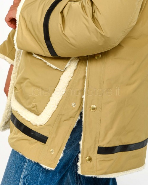 Ermanno Parka di Piuma Con Inserti in Montone e Pelle Ecologica Nocciola  D47EA001EM0-EM0 MF545