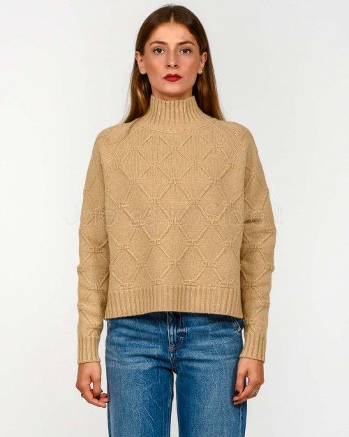 Elisabetta Franchi Pullover in Maglia con Losanghe Jacquard Honey  MK55T57E2 EA2