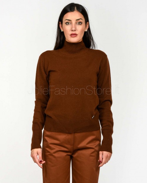 Patrizia Pepe Maglia Collo Alto Earth Brown Cashmere  8K0319 K247 B838