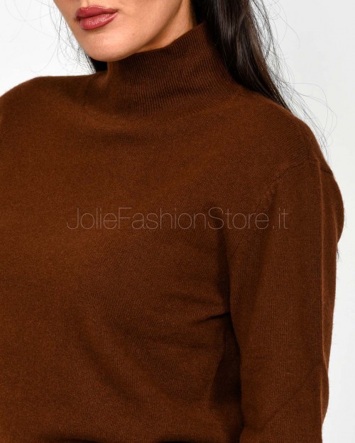 Patrizia Pepe Maglia Collo Alto Earth Brown Cashmere  8K0319 K247 B838