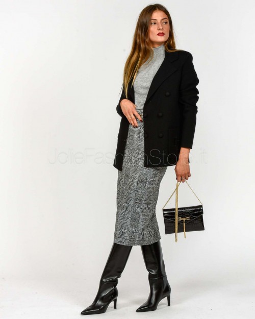 Elisabetta Franchi Gonna in Viscosa Con Stampa Pitone Nero  GO14157E2 110