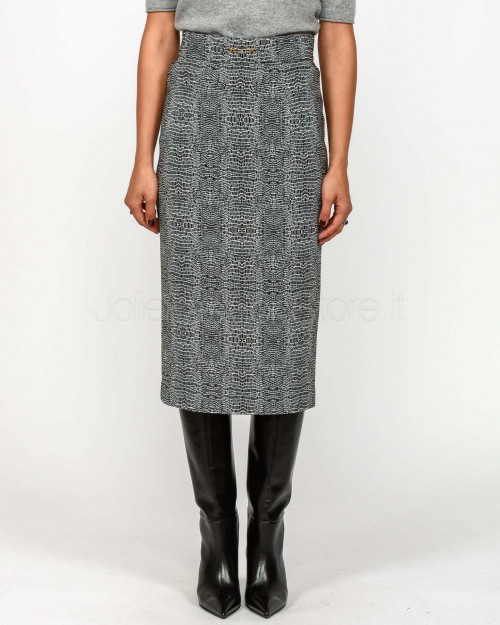 Elisabetta Franchi Gonna in Viscosa Con Stampa Pitone Nero  GO14157E2 110