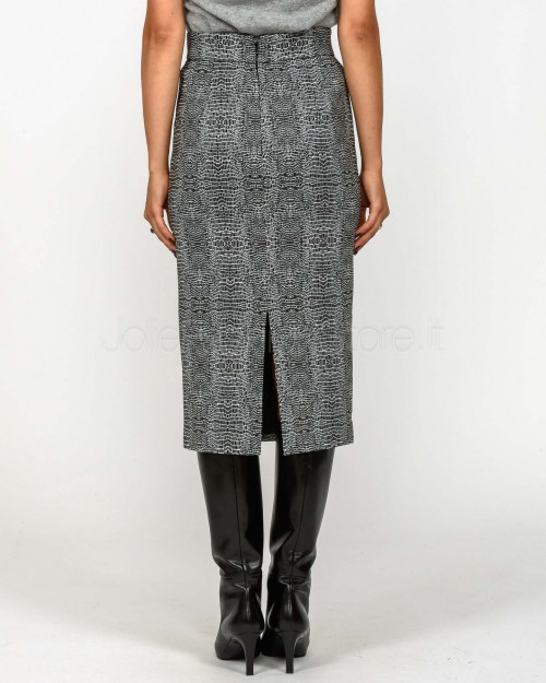 Elisabetta Franchi Gonna in Viscosa Con Stampa Pitone Nero  GO14157E2 110