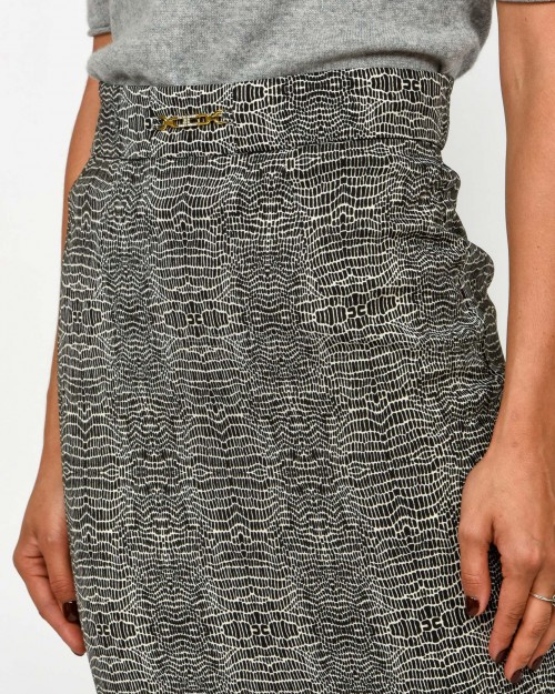 Elisabetta Franchi Gonna in Viscosa Con Stampa Pitone Nero  GO14157E2 110