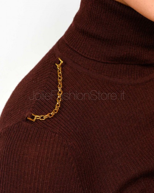 Elisabetta Franchi Dolcevita con Dettaglio Lettering Merlot  MK43B57E2 EA4