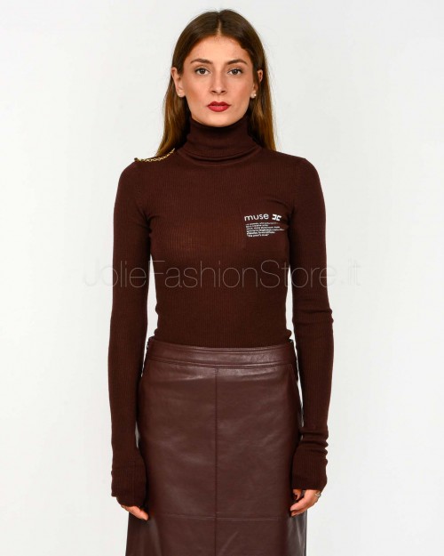 Elisabetta Franchi Dolcevita con Dettaglio Lettering Merlot  MK43B57E2 EA4