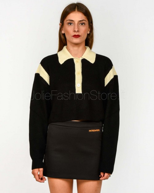 Patrizia Pepe Maglia Crop Nero Race  2K0353 K298 J4O2