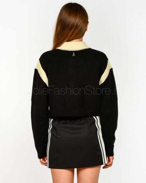Patrizia Pepe Maglia Crop Nero Race  2K0353 K298 J4O2