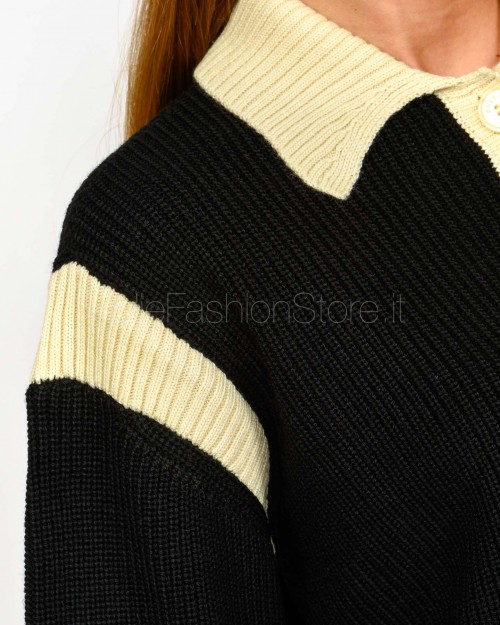 Patrizia Pepe Maglia Crop Nero Race  2K0353 K298 J4O2