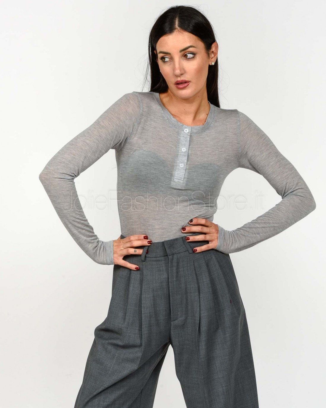 Solo Tre Maglia Girocollo Grigio