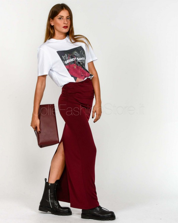 Patrizia Pepe Gonna Lunga Con Drappeggio Purple Red  2G1032 J333 M536