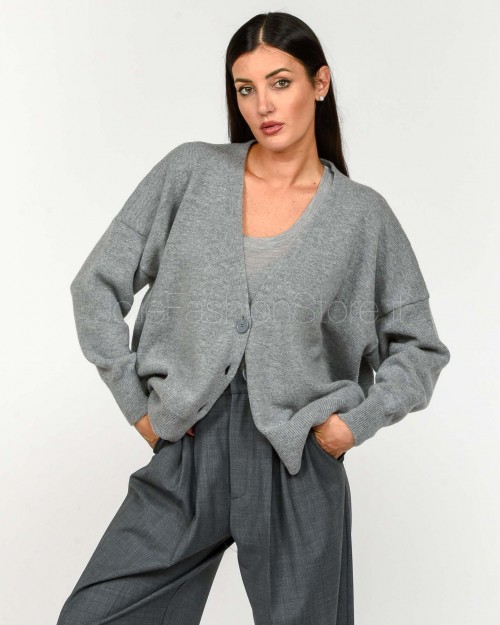 Solo Tre Cardigan In Lana 3 Bottoni Grigio