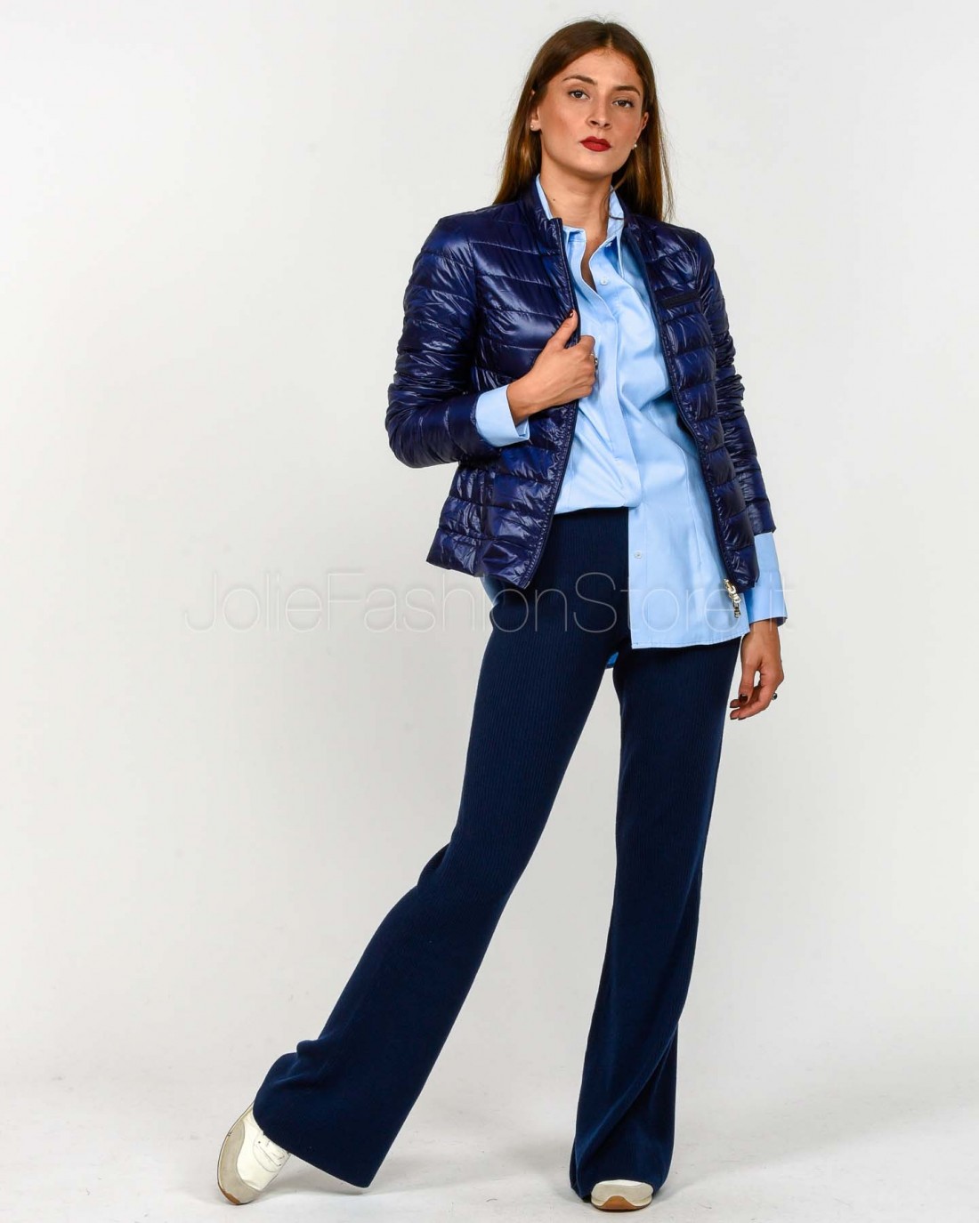 Not Shy Blue Ribbed Knit Trousers  4503105 MARINE
