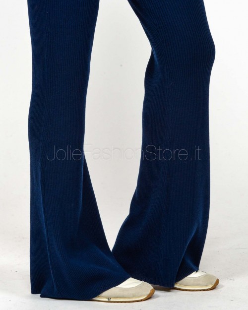 Not Shy Blue Ribbed Knit Trousers  4503105 MARINE