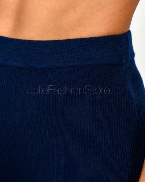 Not Shy Blue Ribbed Knit Trousers  4503105 MARINE