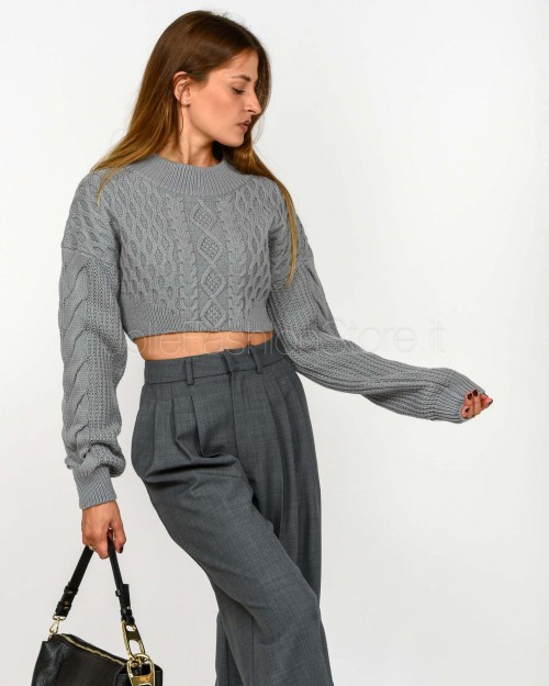 Patrizia Pepe Maglione Crop Mistery Gray