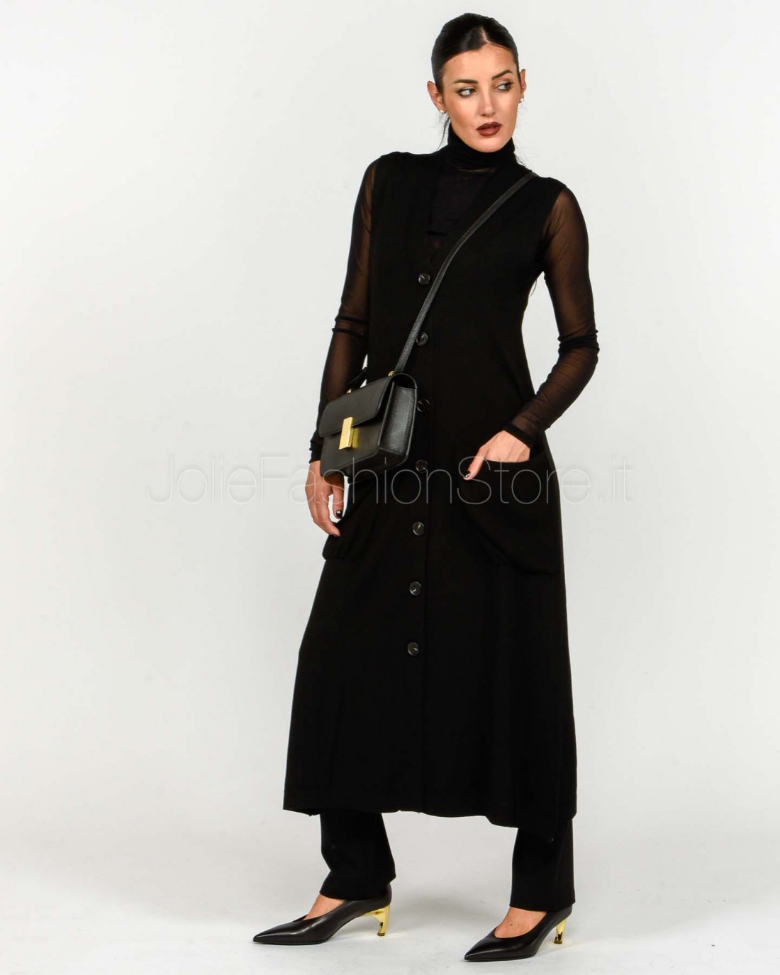 Meimeij Cardigan Lana Merlino Nero