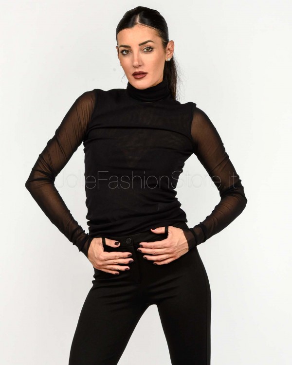 Meimeij Maglia Collo Alto Nero  M5FO11 100