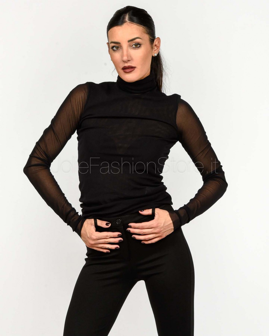Meimeij Maglia Collo Alto Nero  M5FO11 100