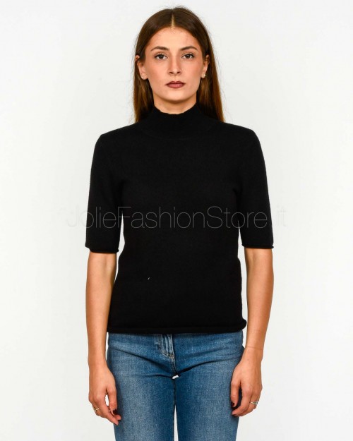 Not Shy Maglia Maniche Corte in Cashmere Nero Modello Madaleine  MADALEINE NOIR