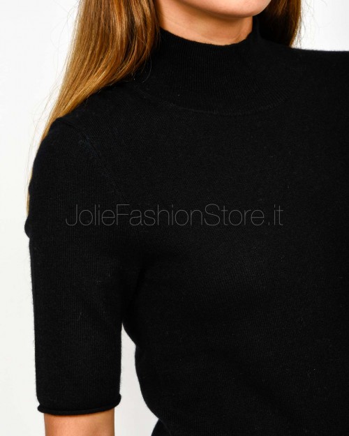 Not Shy Maglia Maniche Corte in Cashmere Nero Modello Madaleine  MADALEINE NOIR