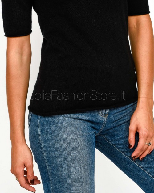 Not Shy Maglia Maniche Corte in Cashmere Nero Modello Madaleine  MADALEINE NOIR