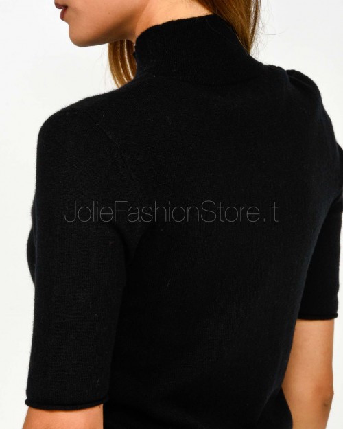 Not Shy Maglia Maniche Corte in Cashmere Nero Modello Madaleine  MADALEINE NOIR